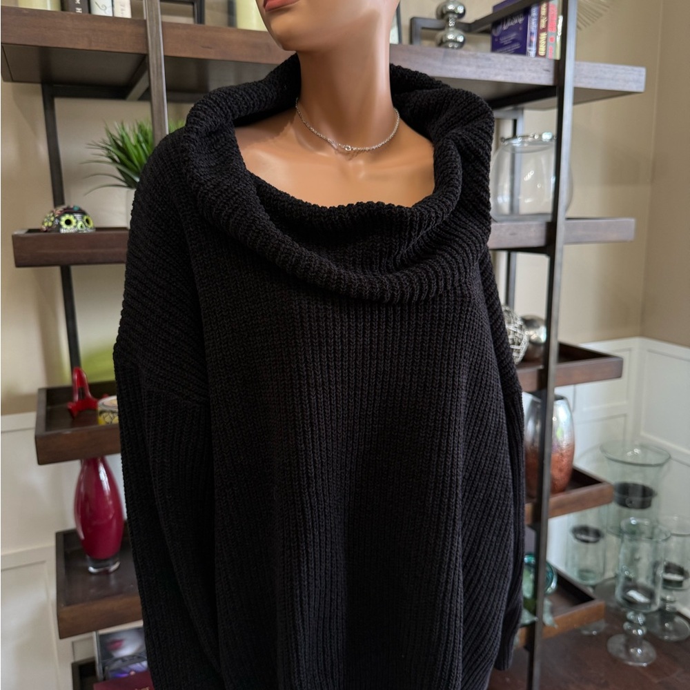 Women's Black Cowl Neck Sweater plus size 3X long sleeve black soft NWOT knit